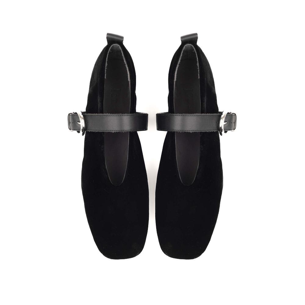 Lanapo Ballerina Con Cinturino Velvet Nero