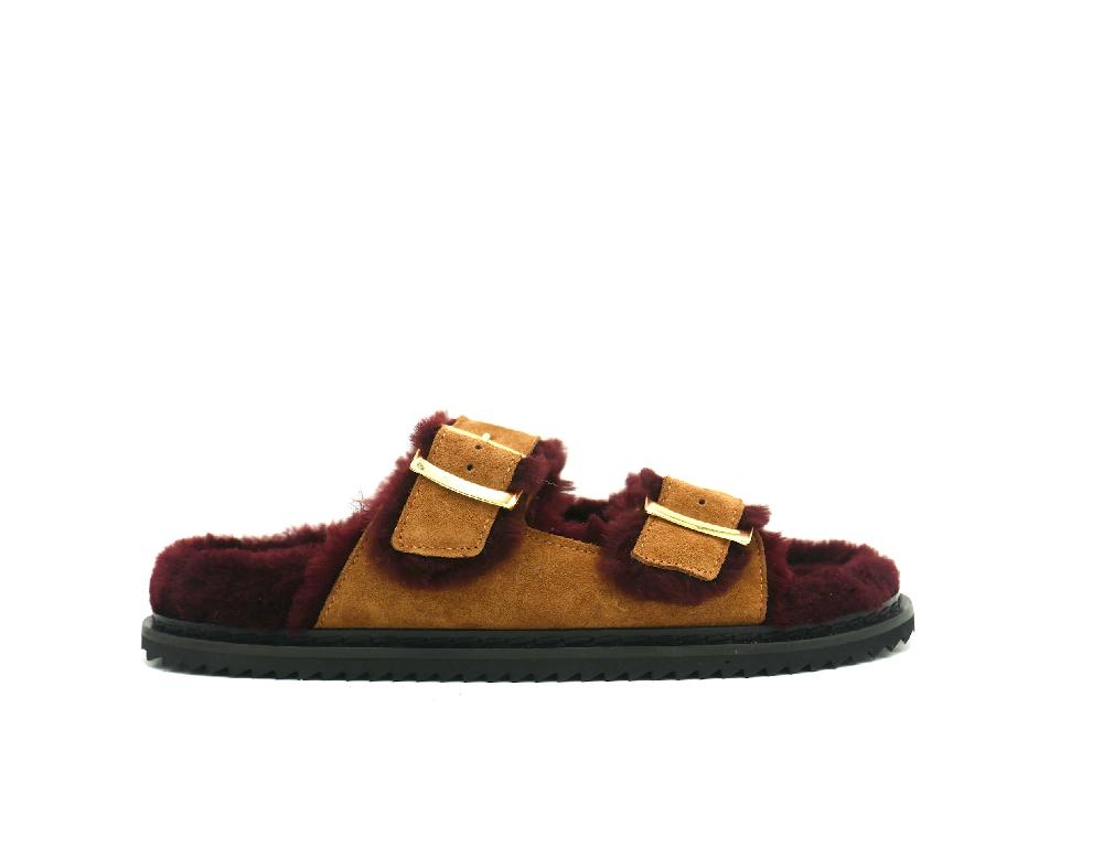 lanapo Follonica Suede marrone con shearling bordo'