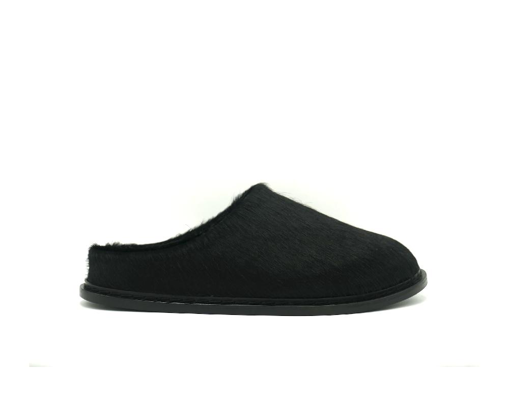 lanapo Sabot Cavallino Nero con shearling nero