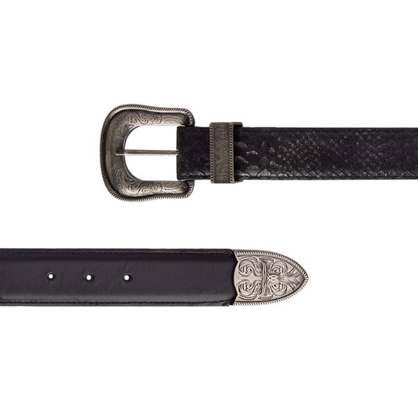 Lane Boots 1.5 Woven Belt With Double Buckle - Rattle Black