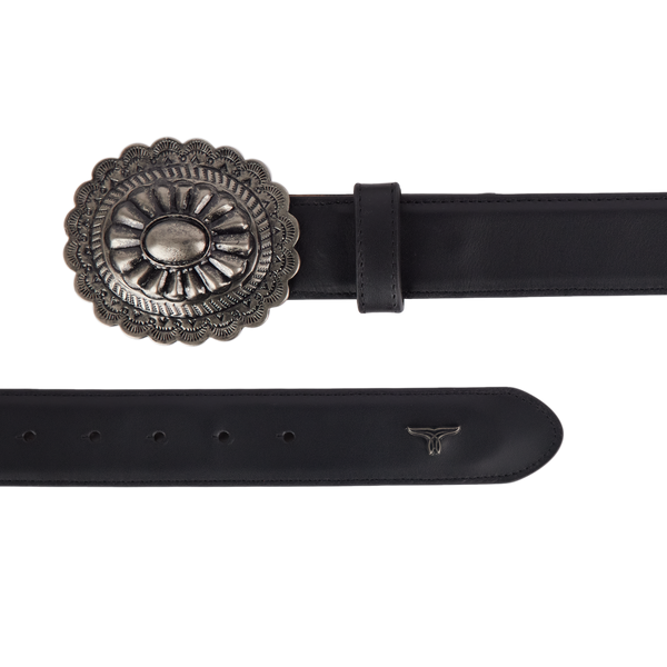 Lane Boots 1.5 Woven Braided Belt With Round Buckle - Jet Black