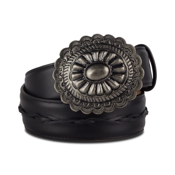 lane boots 1.5 Woven Braided Belt with Round Buckle - Jet Black