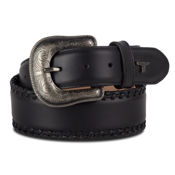 lane boots 1.5 Woven Laced Belt with Single Buckle - Jet Black