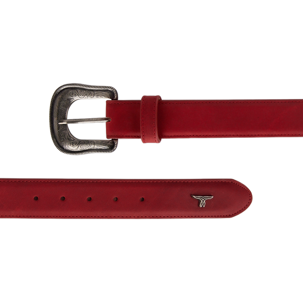 Lane Boots 1.5 Woven Laced Belt With Single Buckle - Smoldering Ruby