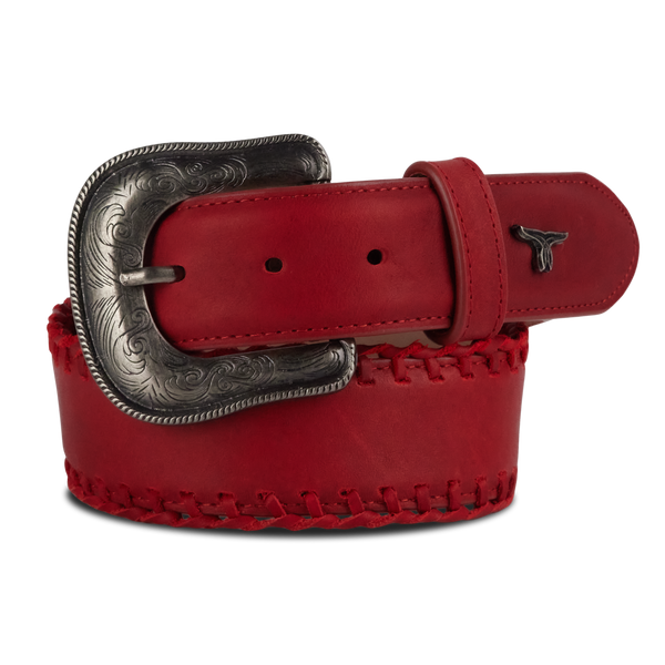 lane boots 1.5 Woven Laced Belt with Single Buckle - Smoldering Ruby