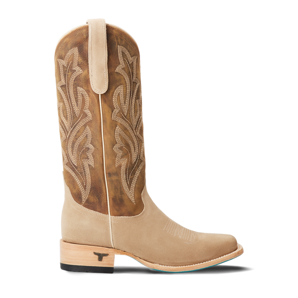 Lane Boots Classic Square Boot - Latte Suede And Burnt Caramel