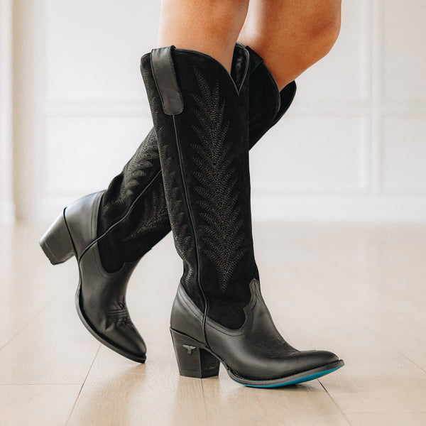 Lane Boots Jentry Knee High Boot - Jet Black & Soft Black Suede