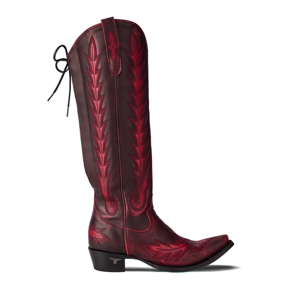 Lane Boots Lexington Knee High Corset - Black Cherry