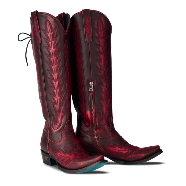 lane boots Lexington Knee High Corset - Black Cherry