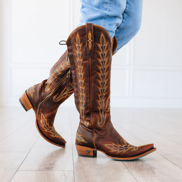 Lane Boots Lexington Knee High Corset - Cognac