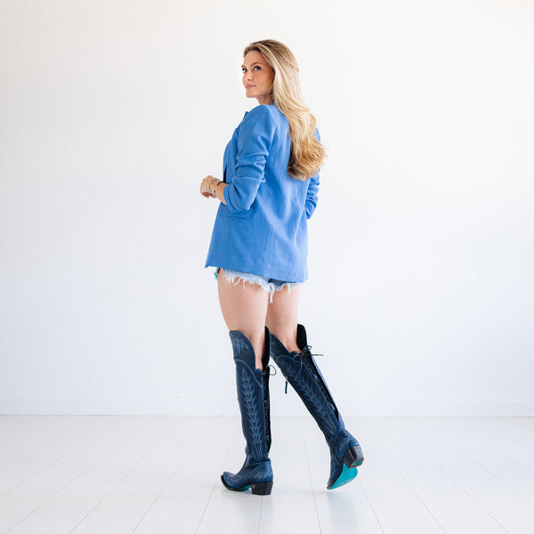 Lane Boots Lexington OTK Corset - Midnight Navy