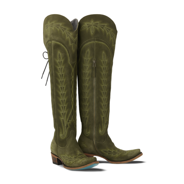 lane boots Lexington OTK Corset - Olive Suede