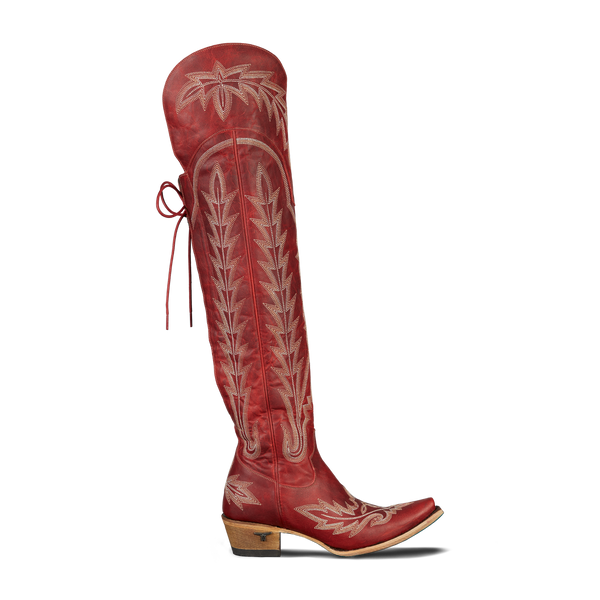 Lane Boots Lexington OTK Corset - Smoldering Ruby