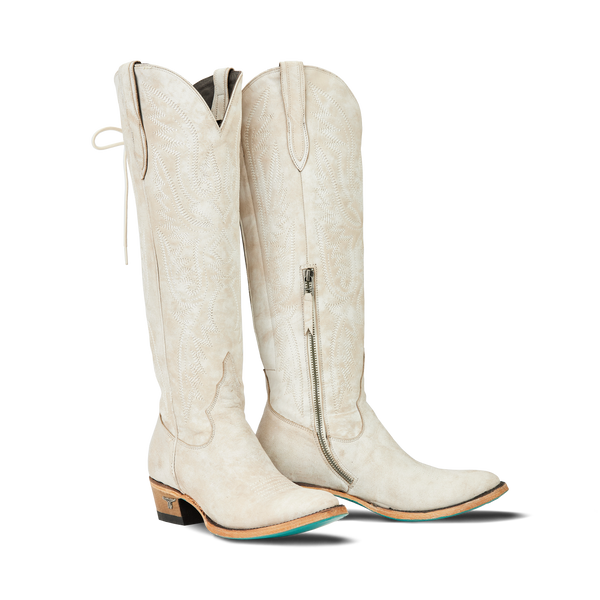 lane boots Monica Knee High Corset - Ceramic Crackle