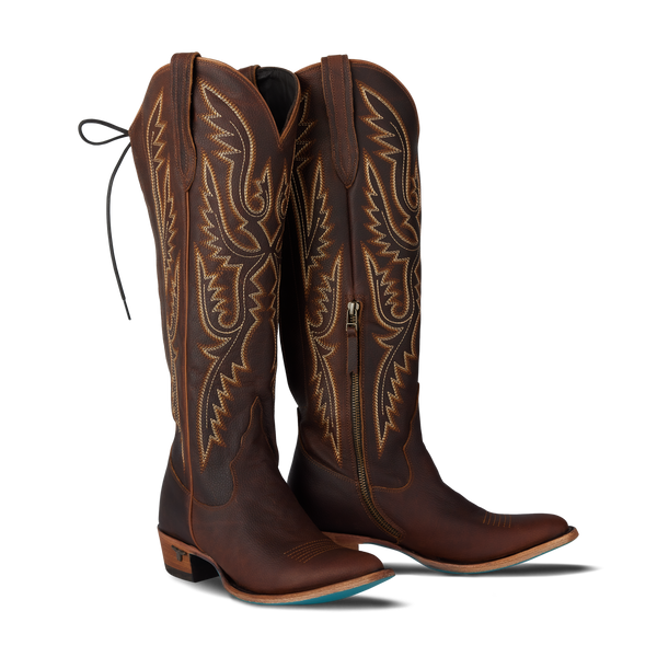 lane boots Monica Knee High Corset - Cognac