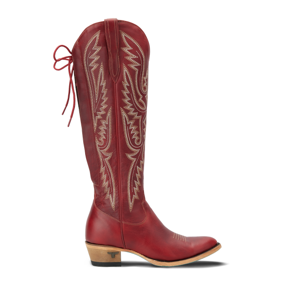 Lane Boots Monica Knee High Corset - Smoldering Ruby