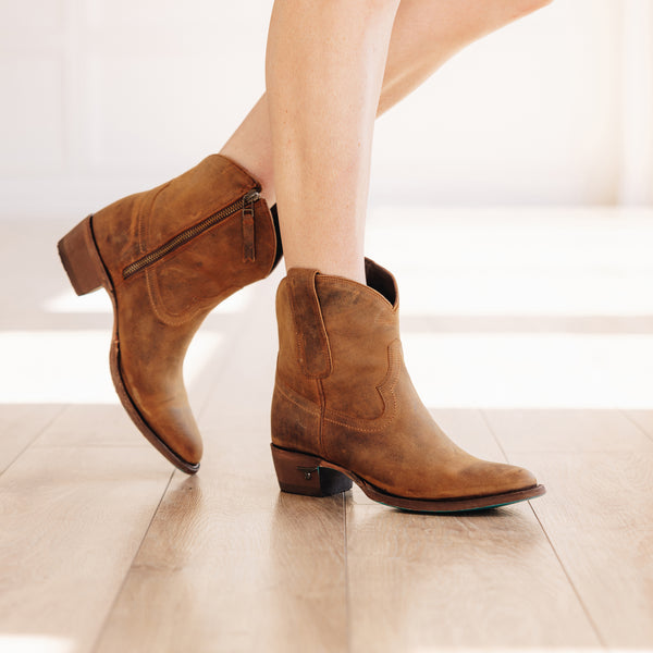 Lane Boots Plain Jane Bootie - Burnt Caramel