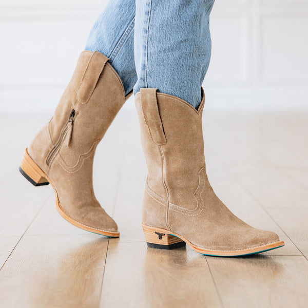 Lane Boots Plain Jane Midi - Latte Suede
