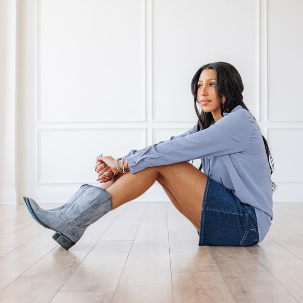 Lane Boots Plain Jane Midi - Washed Denim