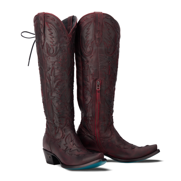 lane boots Reverie Knee High Corset - Black Cherry