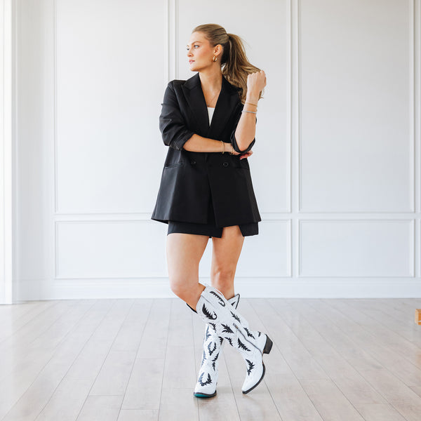 Lane Boots Reverie Knee High Corset - Newsprint