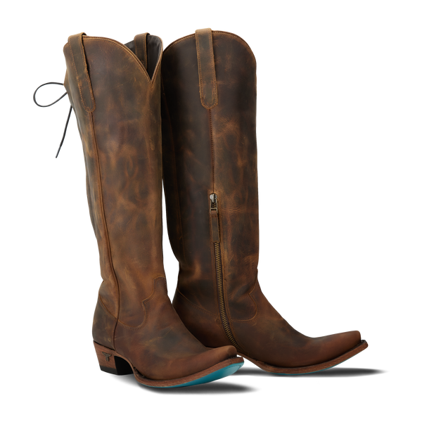 lane boots Olivia Jane Knee High Corset - Burnt Caramel