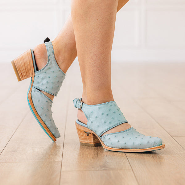 Lane Boots Plain Jane Slingback Mule - Powder Blue Ostrich