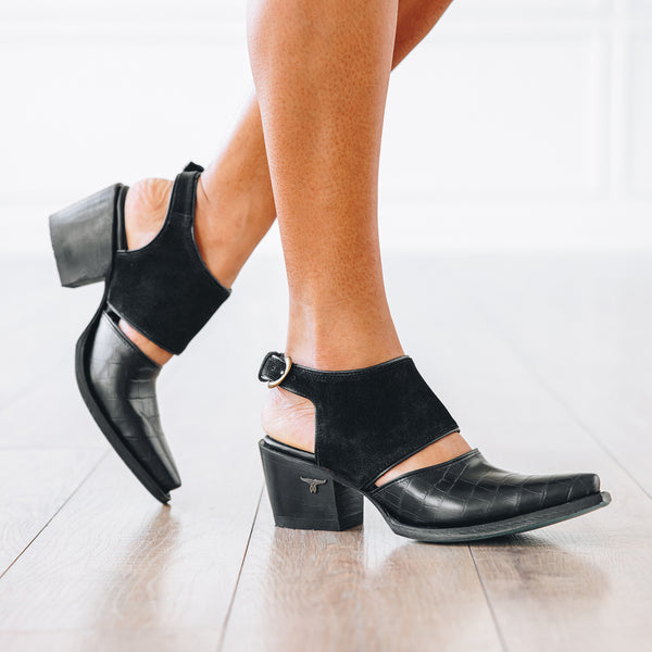 Lane Boots Plain Jane Slingback Mule - Soft Black Suede