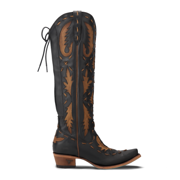 Lane Boots Reverie Knee High Corset - Jet Black And Burnt Caramel