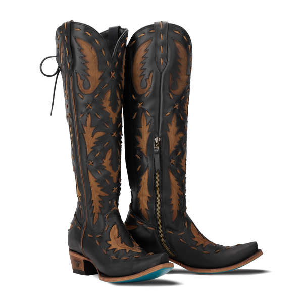 lane boots Reverie Knee High Corset - Jet Black and Burnt Caramel