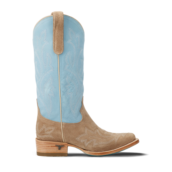 Lane Boots Saratoga Square Boot - Latte Suede And Powder Blue