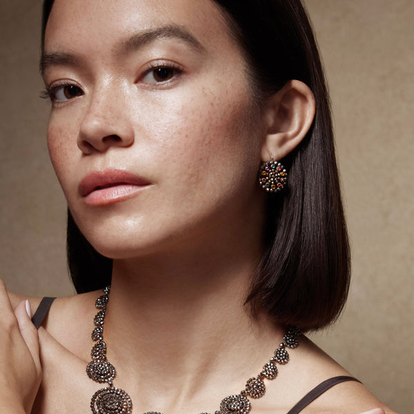 Larkspur & Hawk Antique Cut Steel & Paste Button Earrings Ca 1800