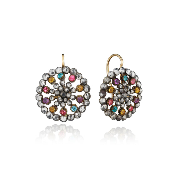 larkspur & hawk Antique Cut Steel & Paste Button Earrings ca 1800