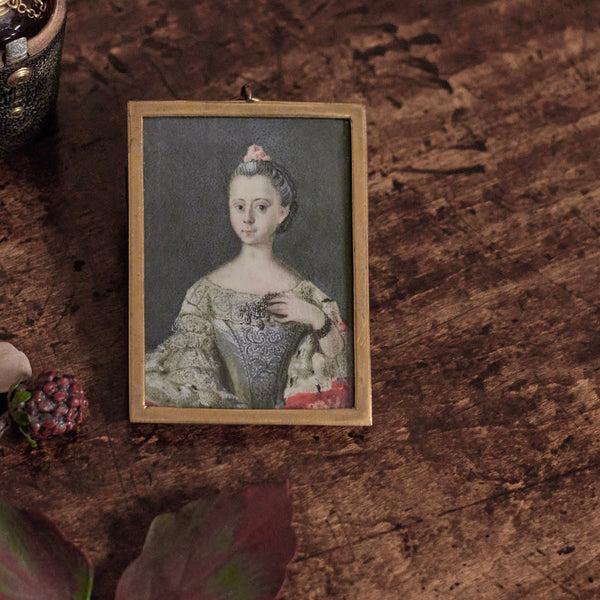 Larkspur & Hawk Antique Portrait Miniature Of Princess Sophie Ca 1760