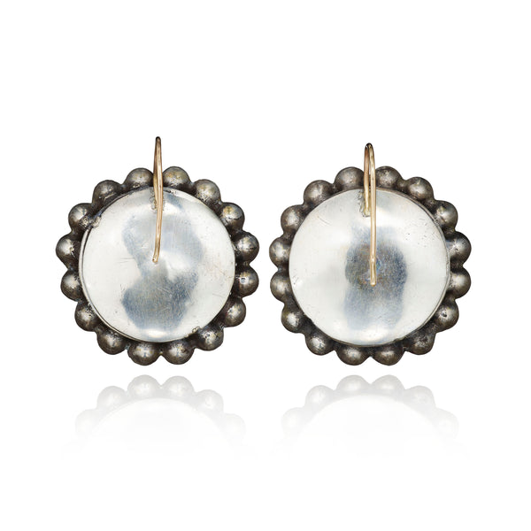 Larkspur & Hawk Antique Red Bristol Glass Button Earrings Ca 1840