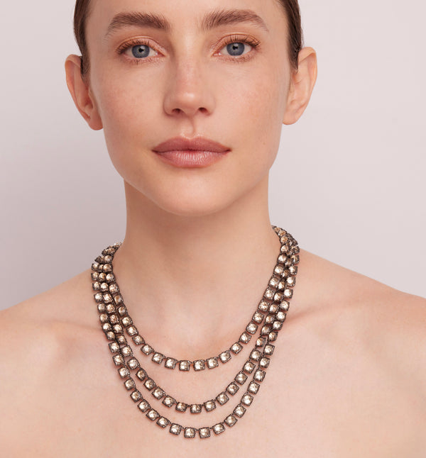 Larkspur & Hawk Antoinette 3-Strand Rivière (Black Rhodium Wash)