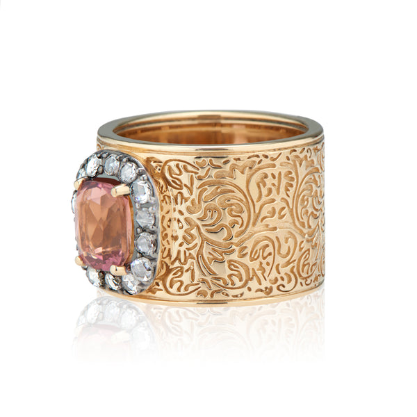 Larkspur & Hawk Arbor Pavé Solitaire Cigar Band (14k Gold)