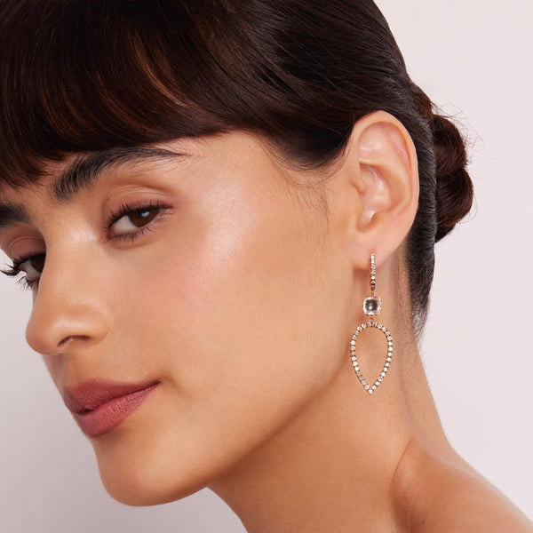 Larkspur & Hawk Caprice Cushion Inverted Pear Pavé Ghost Earrings