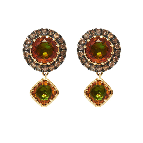 larkspur & hawk Caprice Pavé Round Earring With Cushion Drop