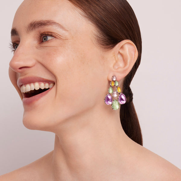 Larkspur & Hawk Caterina Chandelier Earrings (Black Rhodium Or Yellow Gold Wash)