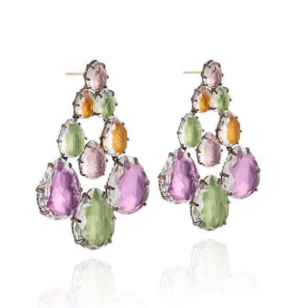 Larkspur & Hawk Caterina Chandelier Earrings (Black Rhodium Or Yellow Gold Wash)