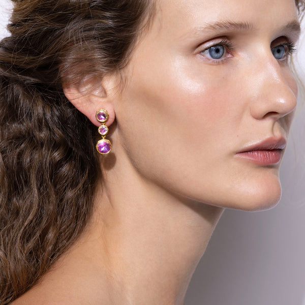 Larkspur & Hawk Catherine Round 3-Drop Earrings (Black Rhodium Or Yellow Gold Wash)