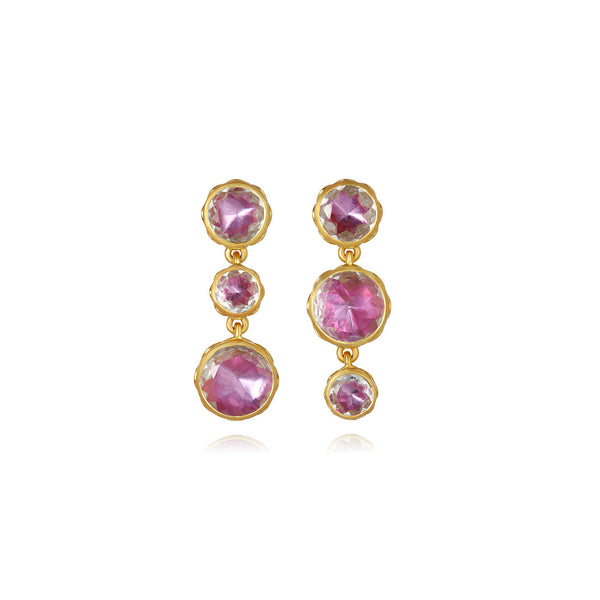 Larkspur & Hawk Catherine Round 3-Drop Earrings (Black Rhodium Or Yellow Gold Wash)