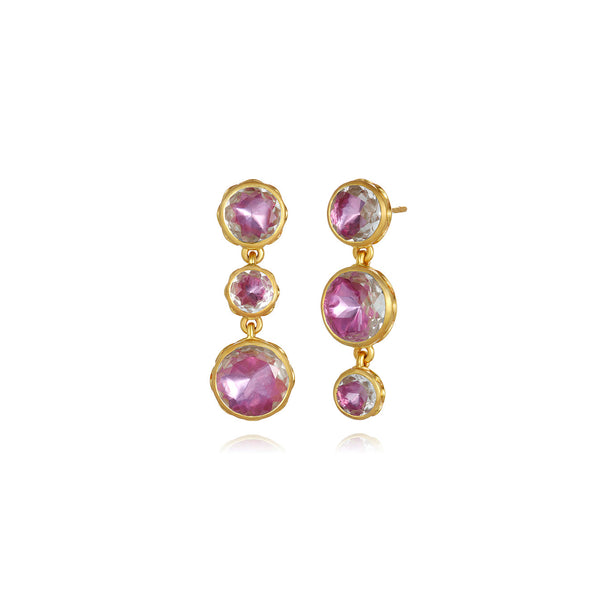 larkspur & hawk Catherine Round 3-Drop Earrings (Black Rhodium or Yellow Gold Wash)