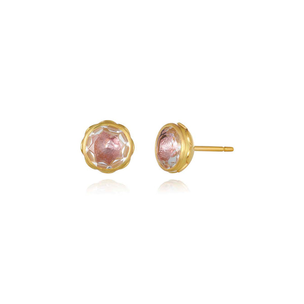 larkspur & hawk Catherine Round Stud Earrings (Black Rhodium or Yellow Gold Wash)