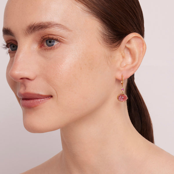 Larkspur & Hawk Emily's Garden Collet 2-Drop Oval Earrings (14k Gold)