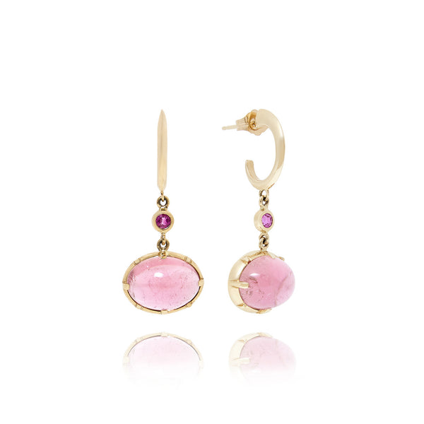 larkspur & hawk Emily's Garden Collet 2-Drop Oval Earrings (14k Gold)