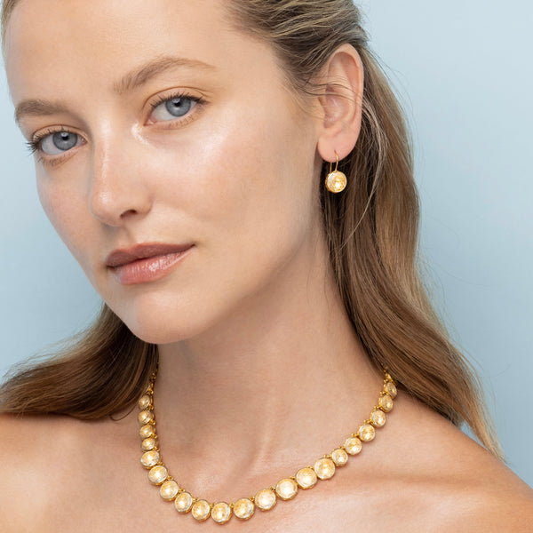 Larkspur & Hawk L&H Bride Button Earrings (White Rhodium Or Yellow Gold Wash)