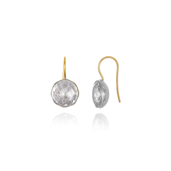 Larkspur & Hawk L&H Bride Button Earrings (White Rhodium Or Yellow Gold Wash)
