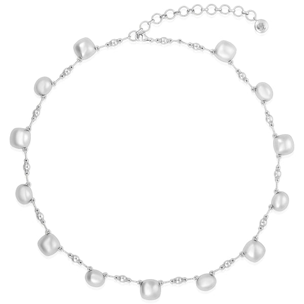 Larkspur & Hawk L&H Bride Cushion Oval Necklace (White Rhodium Wash)